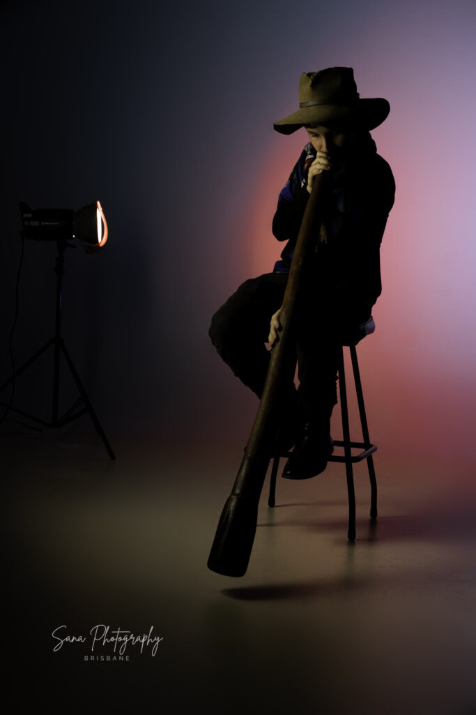 branding portfolio portrait with coloured light in Brisbane